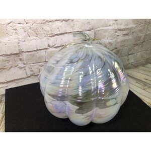 Huta Szkea artisan studio hand blown in Poland iridescent glass‎ pumpkin